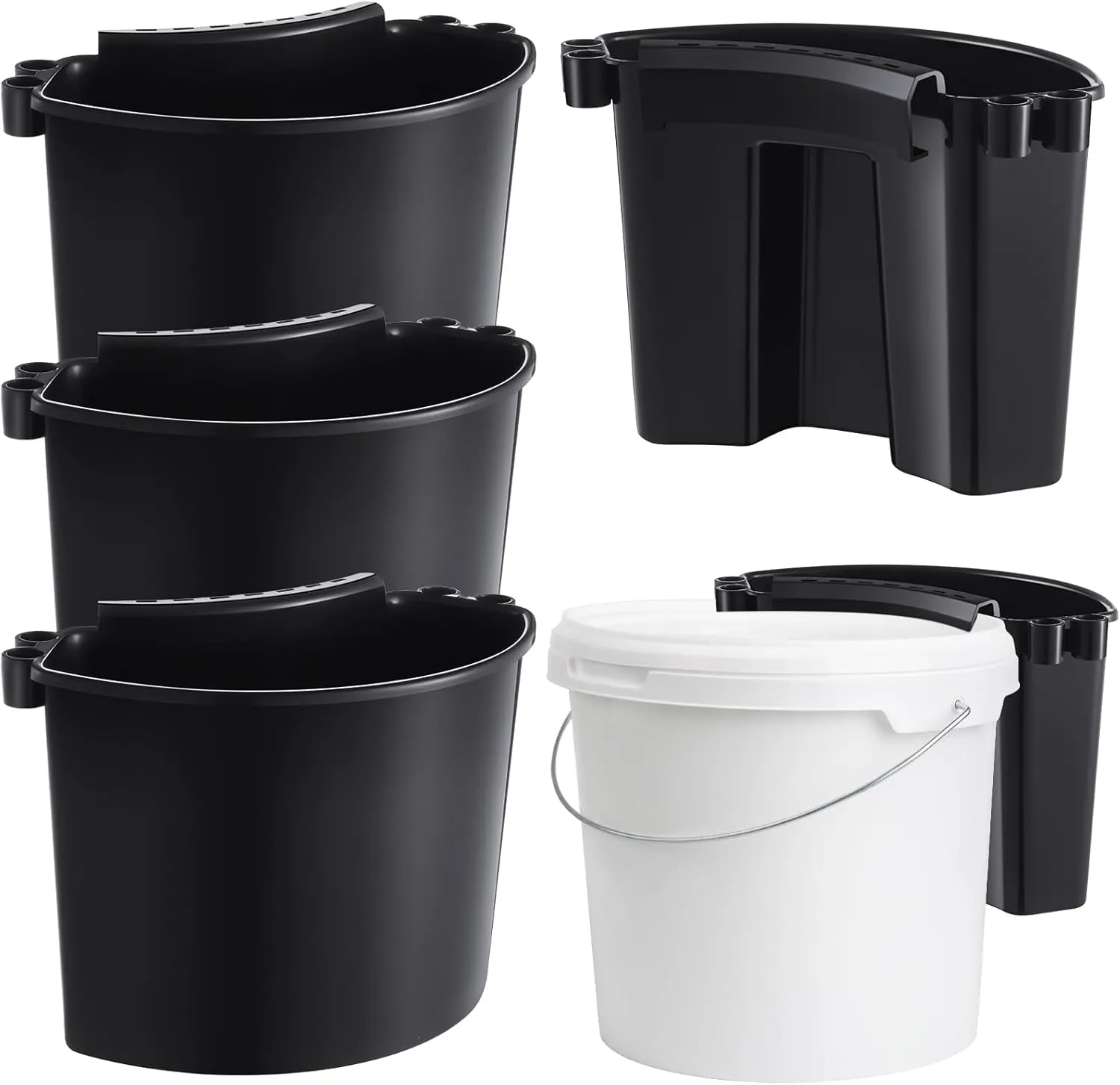 4 Pcs Car Detailing Bucket 10.2 x 7.8 x 5.5 Inches Portable Car Washing Bucket Multipurpose Squeegee Hanging Organizer for Accessories Tool Picnic, Black