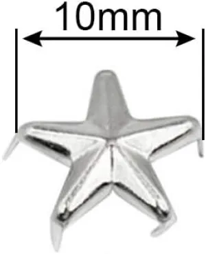 50 Pieces Star-Shaped Studs with Spikes - Hand Pressed Nail Head Rivets 10Mm Silver