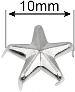 50 Pieces Star-Shaped Studs with Spikes - Hand Pressed Nail Head Rivets 10Mm Silver