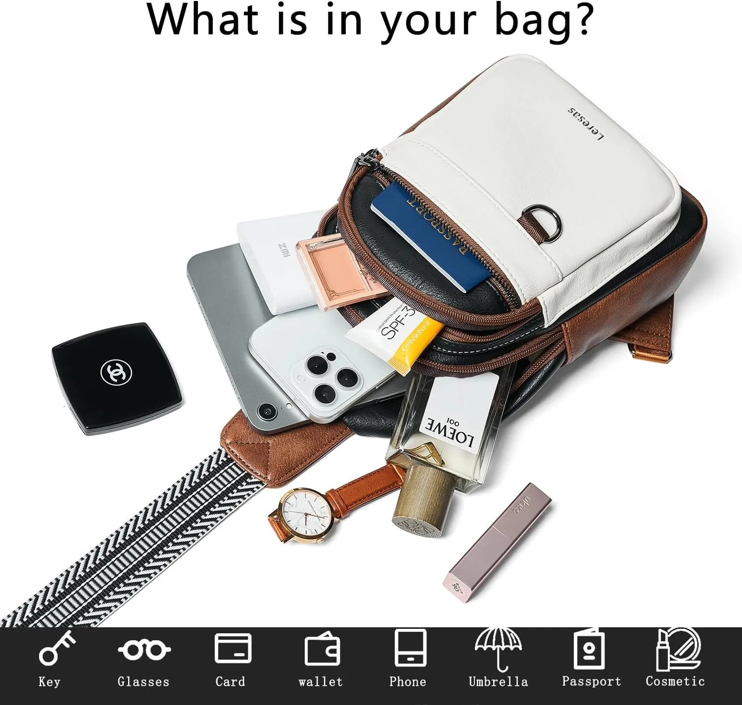 7L Sling Bag for Women Men Vegan Leather Crossbody Bags Fanny Pack Purse Backpack Over Shoulder Bag Travel Anti Theft