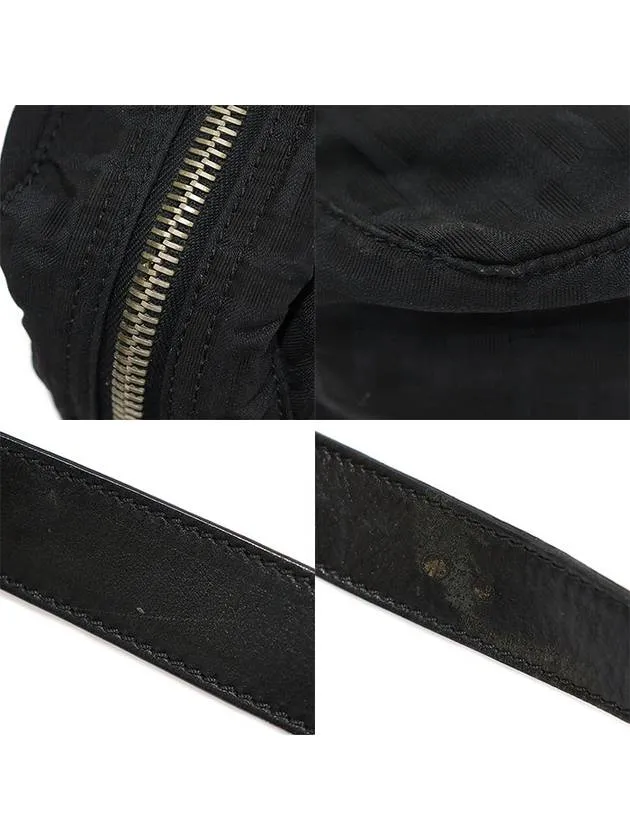 7VA229 FF Logo Jagard Juca Black Leather Trimming Cross Bag