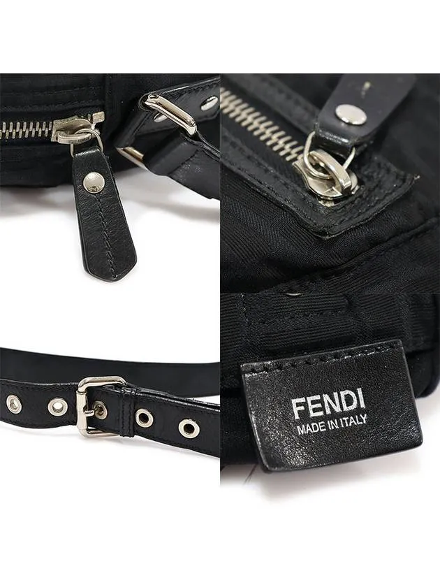 7VA229 FF Logo Jagard Juca Black Leather Trimming Cross Bag