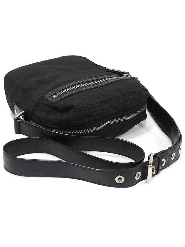 7VA229 FF Logo Jagard Juca Black Leather Trimming Cross Bag