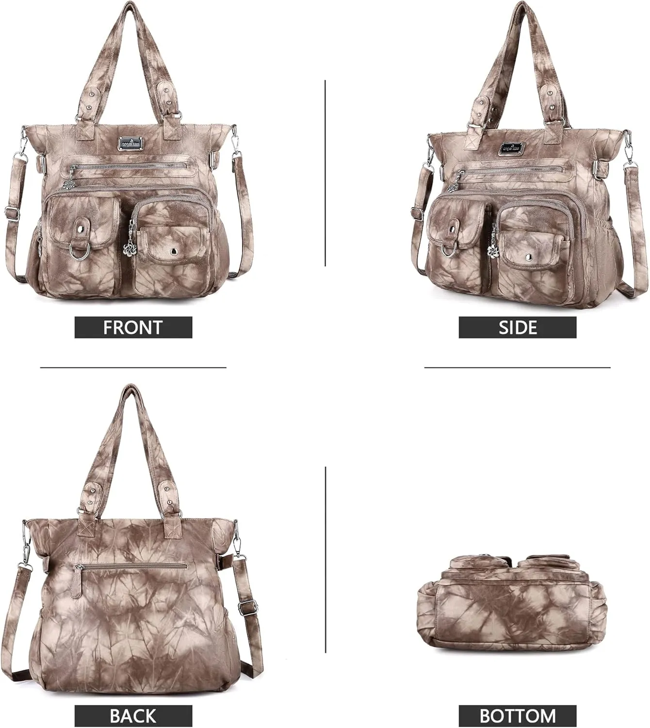 Angelkiss Purses Handbags for Women PU Tote Satchel Bags for Women Pockets Shoulder Bags
