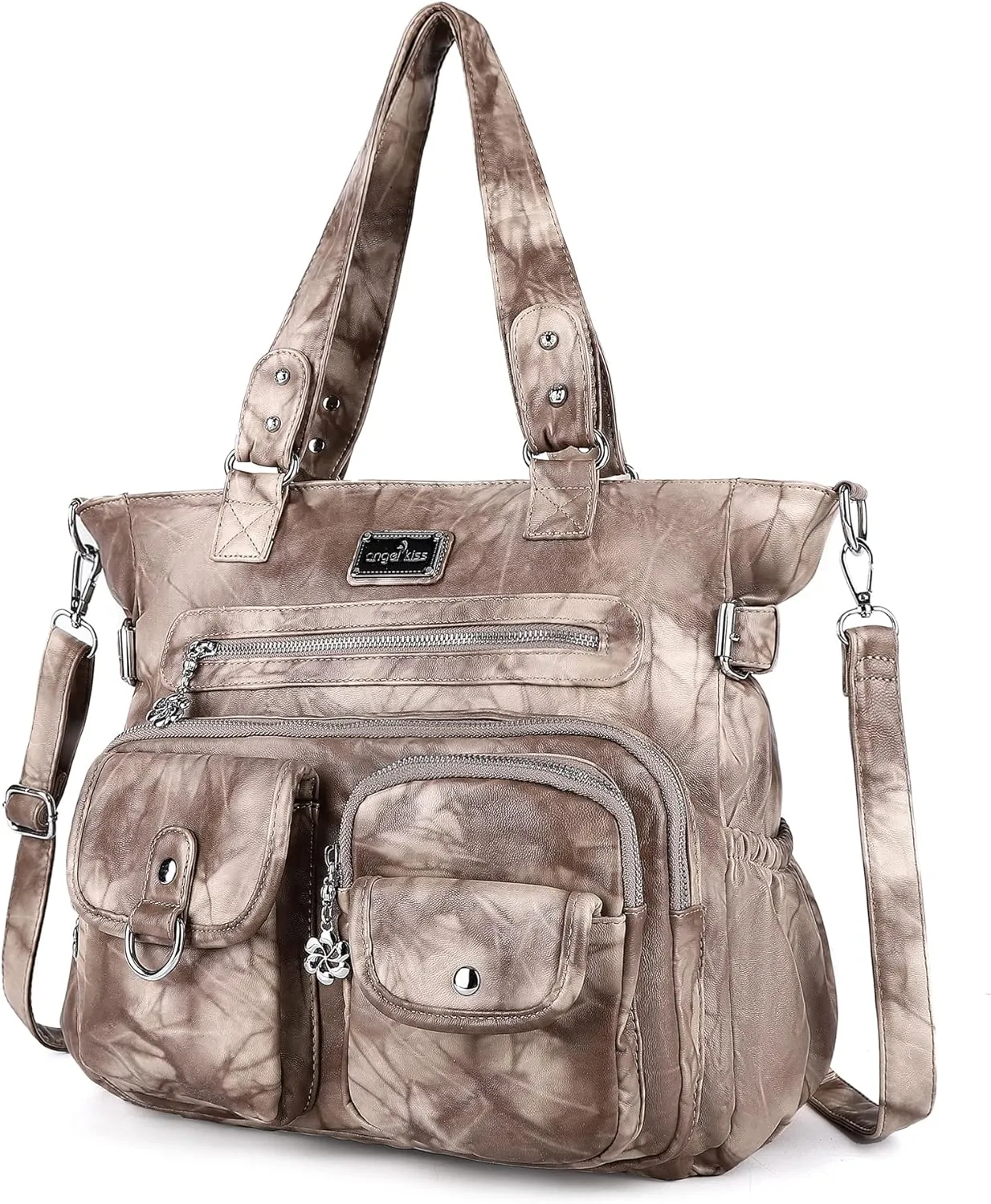 Angelkiss Purses Handbags for Women PU Tote Satchel Bags for Women Pockets Shoulder Bags