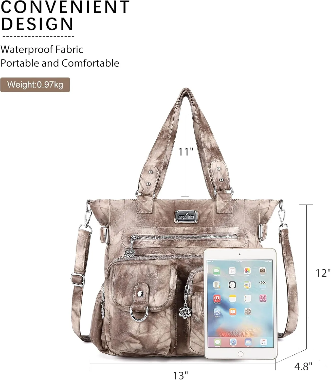 Angelkiss Purses Handbags for Women PU Tote Satchel Bags for Women Pockets Shoulder Bags