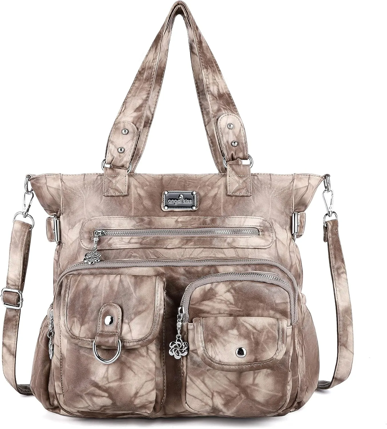 Angelkiss Purses Handbags for Women PU Tote Satchel Bags for Women Pockets Shoulder Bags