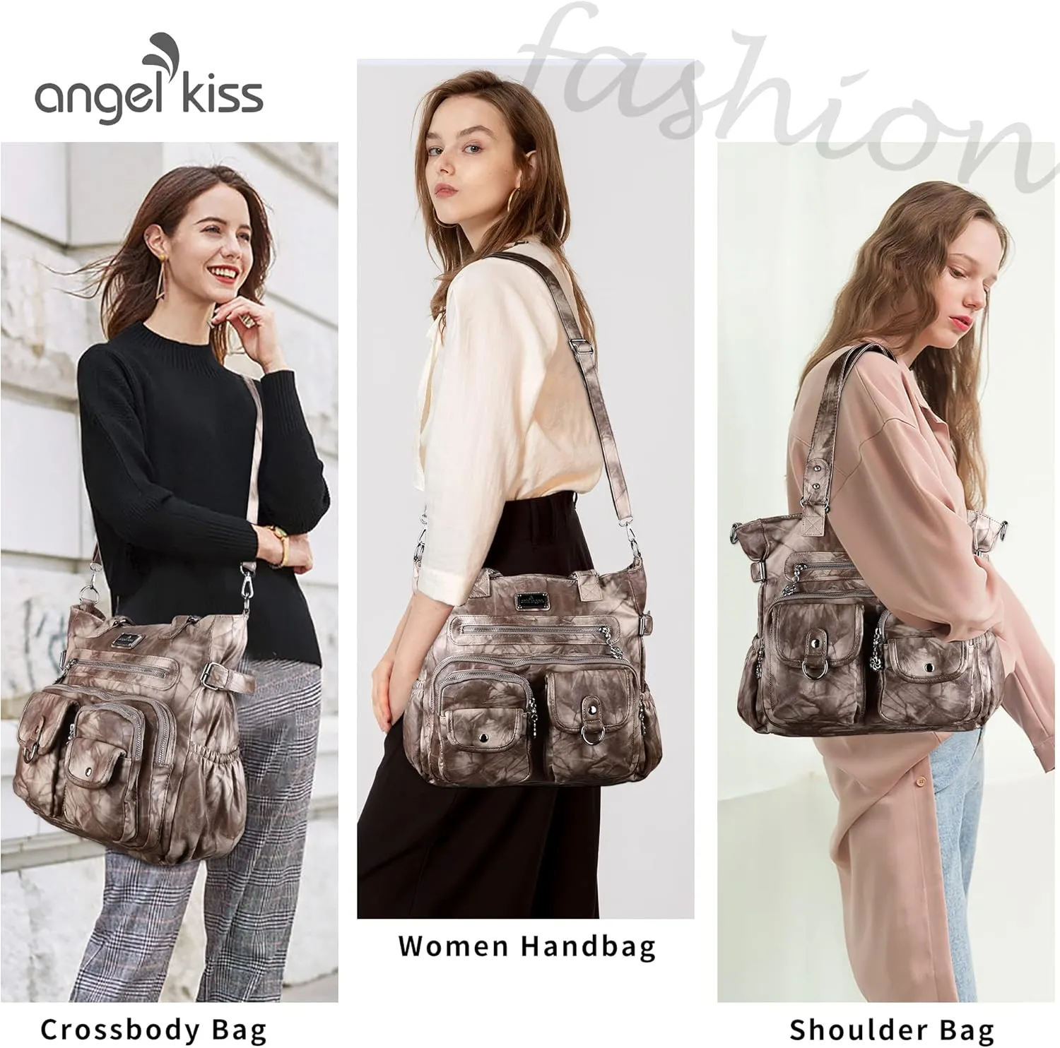 Angelkiss Purses Handbags for Women PU Tote Satchel Bags for Women Pockets Shoulder Bags
