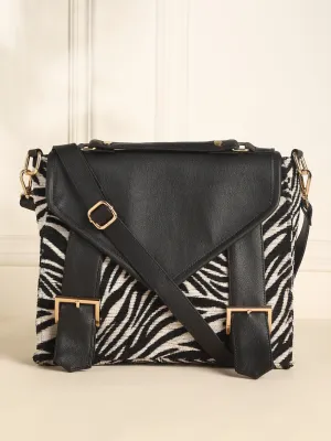 Animal Print HandHeld Cum Sling Bag with Detachable Strap