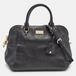 Black Leather Zip Satchel