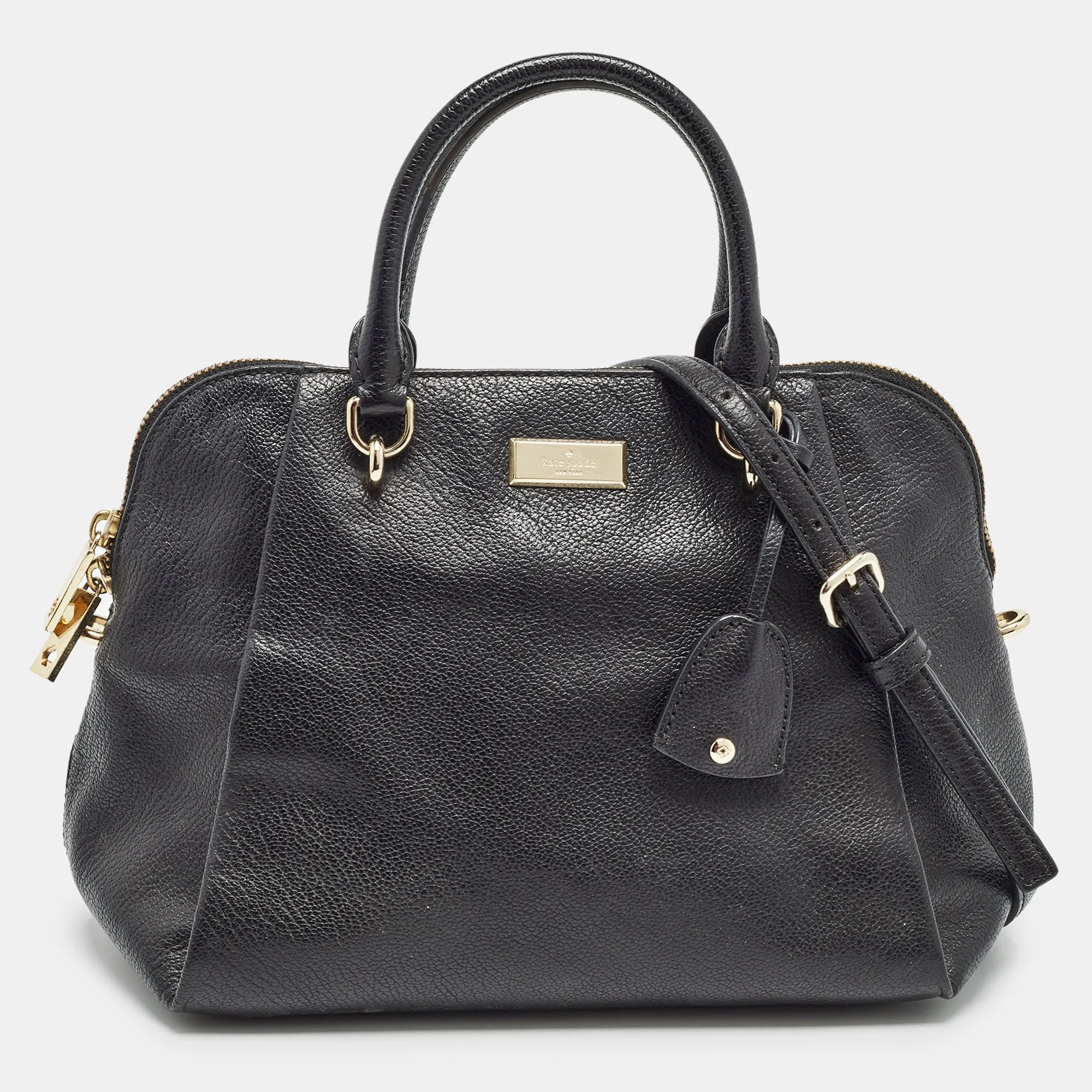 Black Leather Zip Satchel