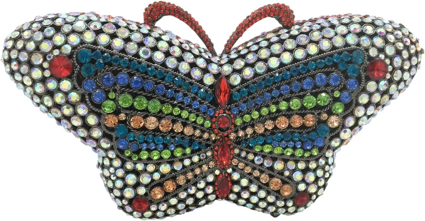 Boutique De FGG Butterfly Crystal Clutch Bags Women Evening Bag Party Rhinestone Handbags Bridal Crystal Clutch Purses,Mini