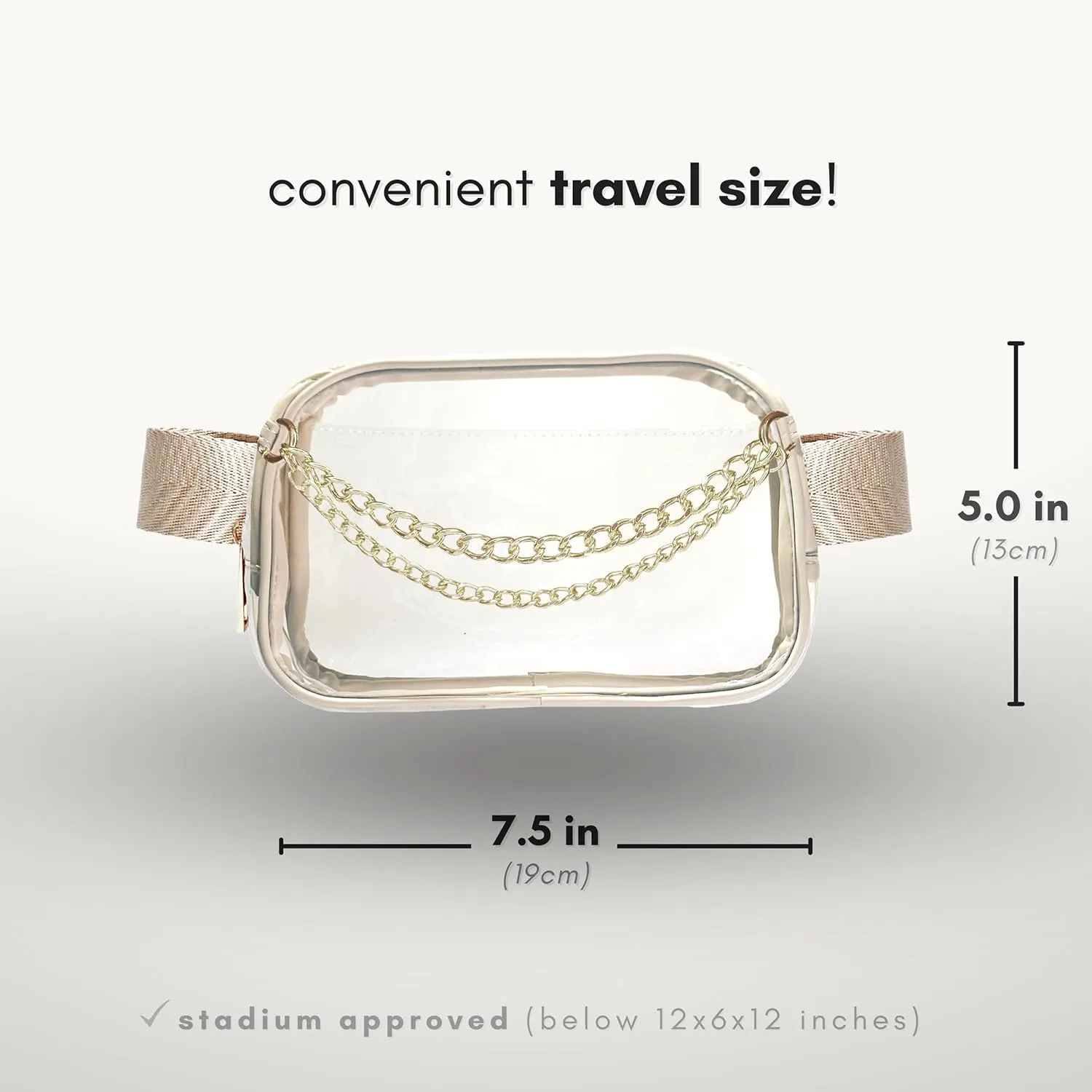 Boutique Luxury Chain Belt Bag | Crossbody Bag Leather Fanny Pack for Women Fashionable | Extended Plus Size | Everywhere Waist Pack | Small Chest Bag (Small Strap Length, Cream | Clear)