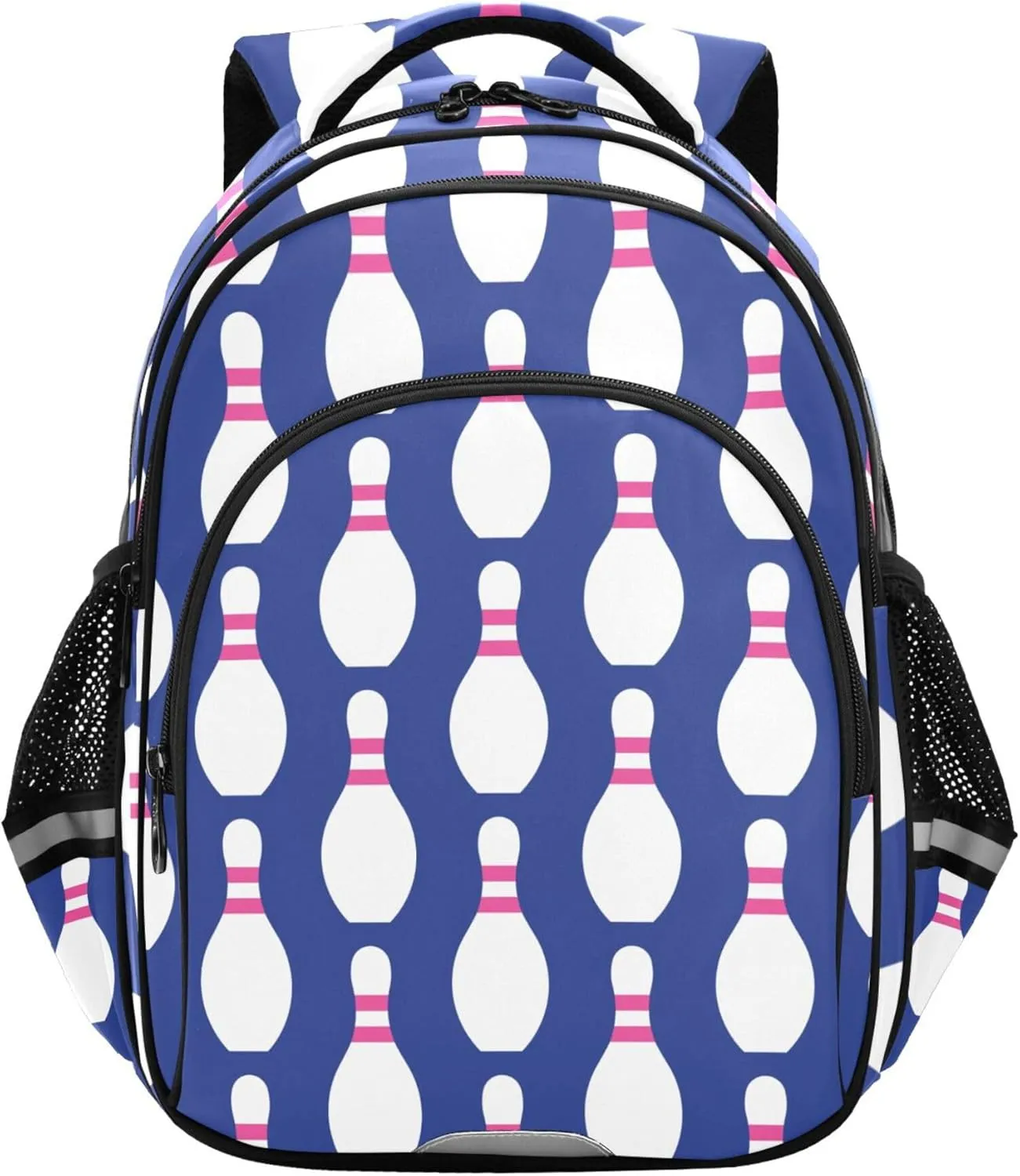 Bowling Pattern Sports Backpack for School Study Book Bag Laptop Backpack Work Travel Computer Bags with Reflective Stripes