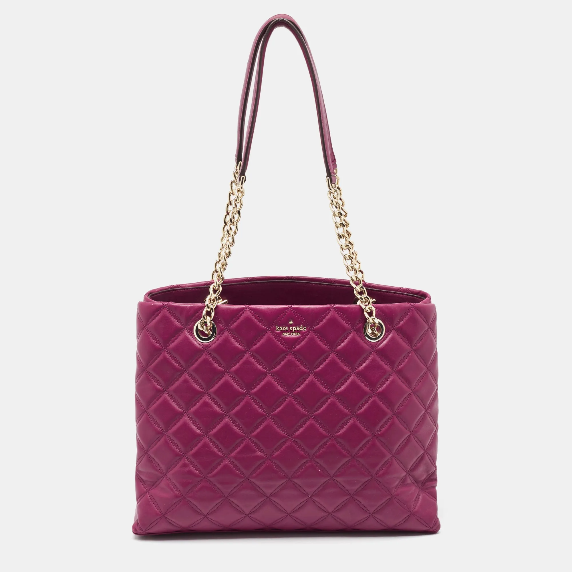 Burgundy Quilted Leather New York Natalia Tote