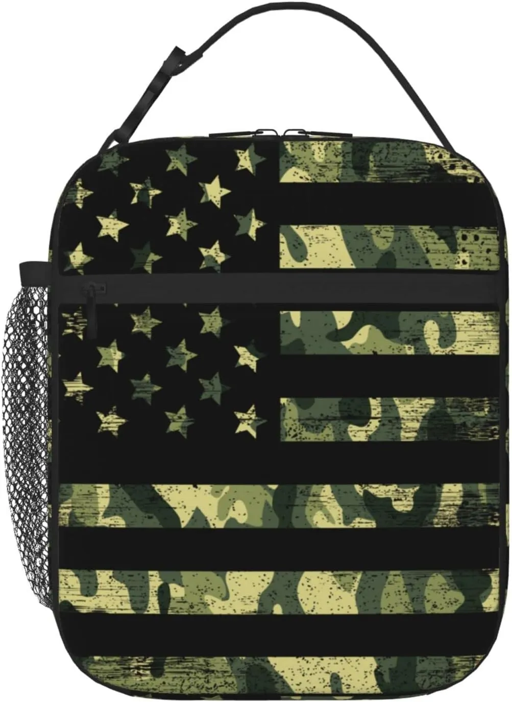 Camouflage American Flag Lunch Box Insulated Lunch Bag Box kids Girls Boys, Reusable Camo Small Bento Lunch Box Containers for kids Women Men, Cooler Tote Bag Lunchbox for Work Office School Picnic