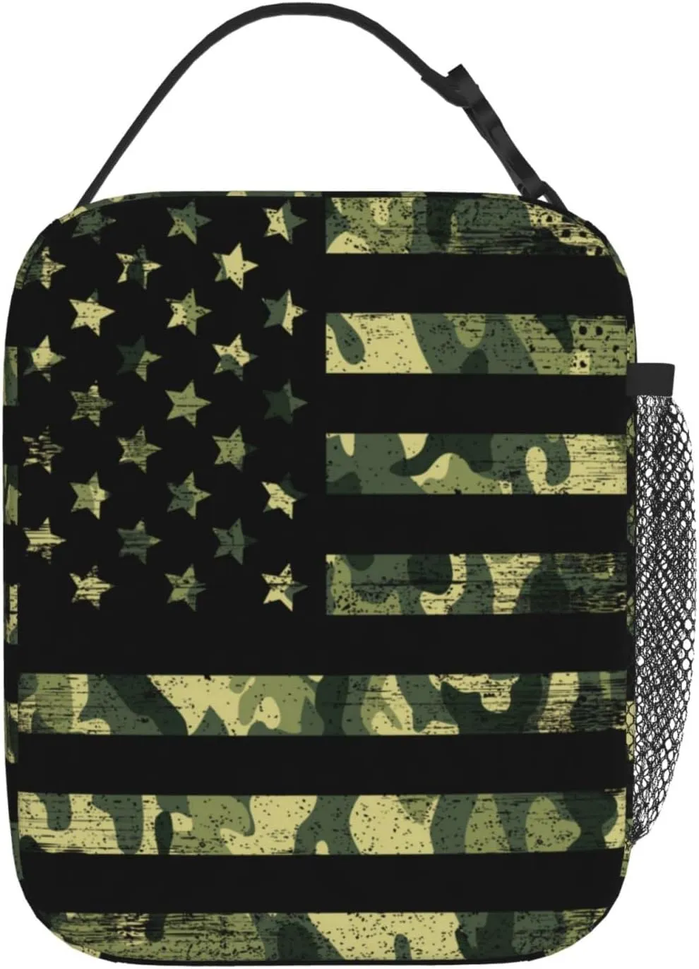 Camouflage American Flag Lunch Box Insulated Lunch Bag Box kids Girls Boys, Reusable Camo Small Bento Lunch Box Containers for kids Women Men, Cooler Tote Bag Lunchbox for Work Office School Picnic