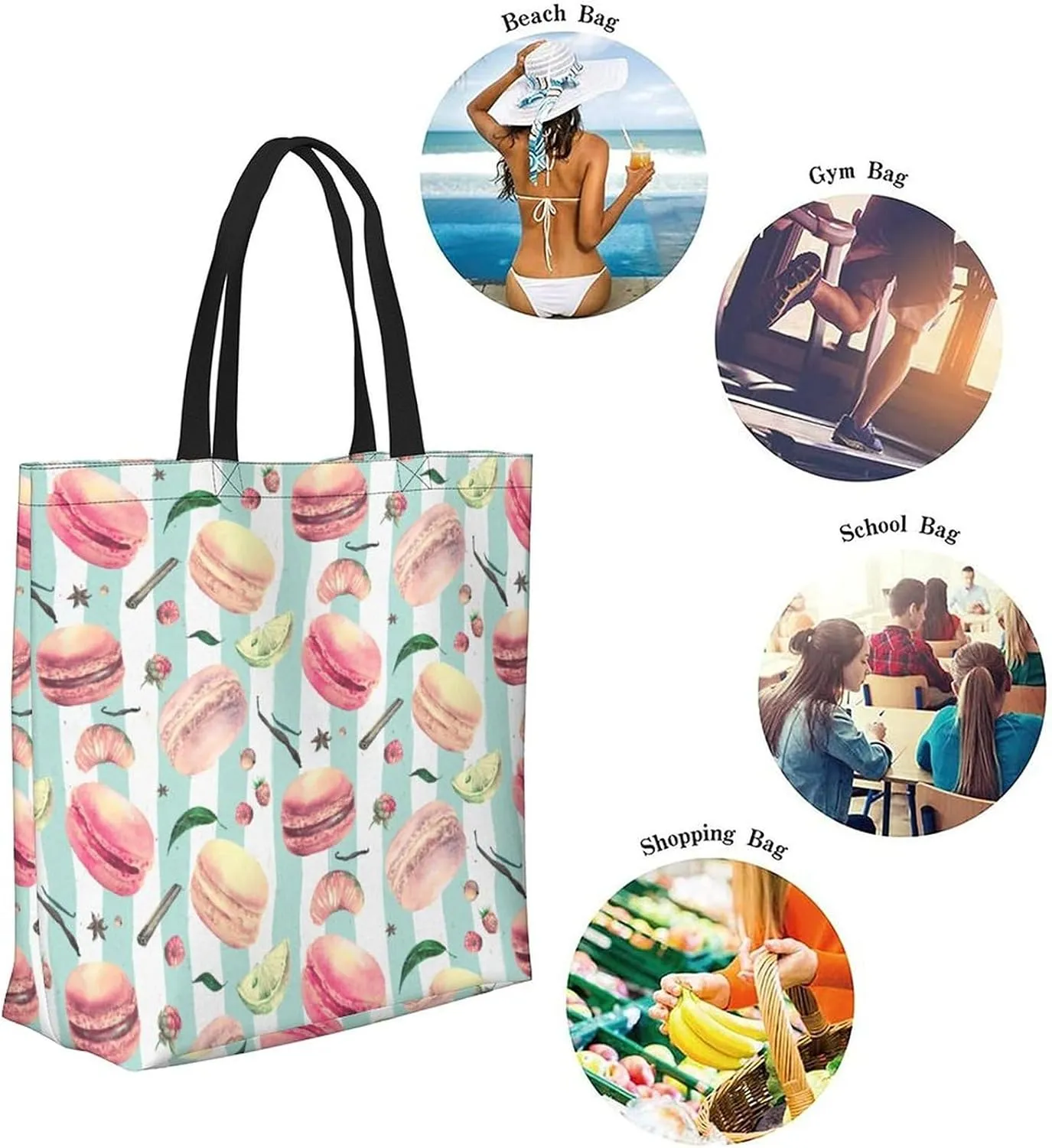 Canvas Tote Bag Large Women Casual Shoulder Bag Handbag Reusable Beach Shopping Grocery Bag For Outdoors