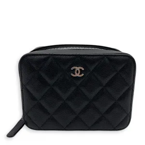 CC Camera Black Crossbody Bag in Caviar Leather, Silver hardware