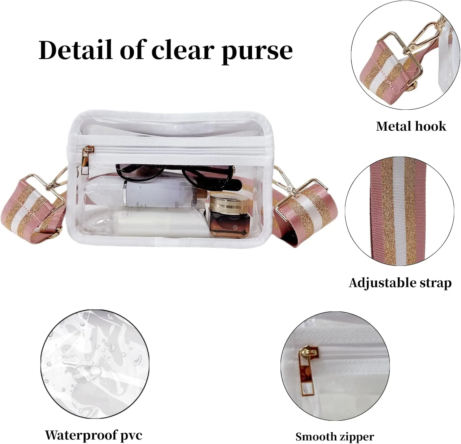 Clear Purse for Women Stadium,Clear Bag Stadium Approved for Concerts Sports Events Festival