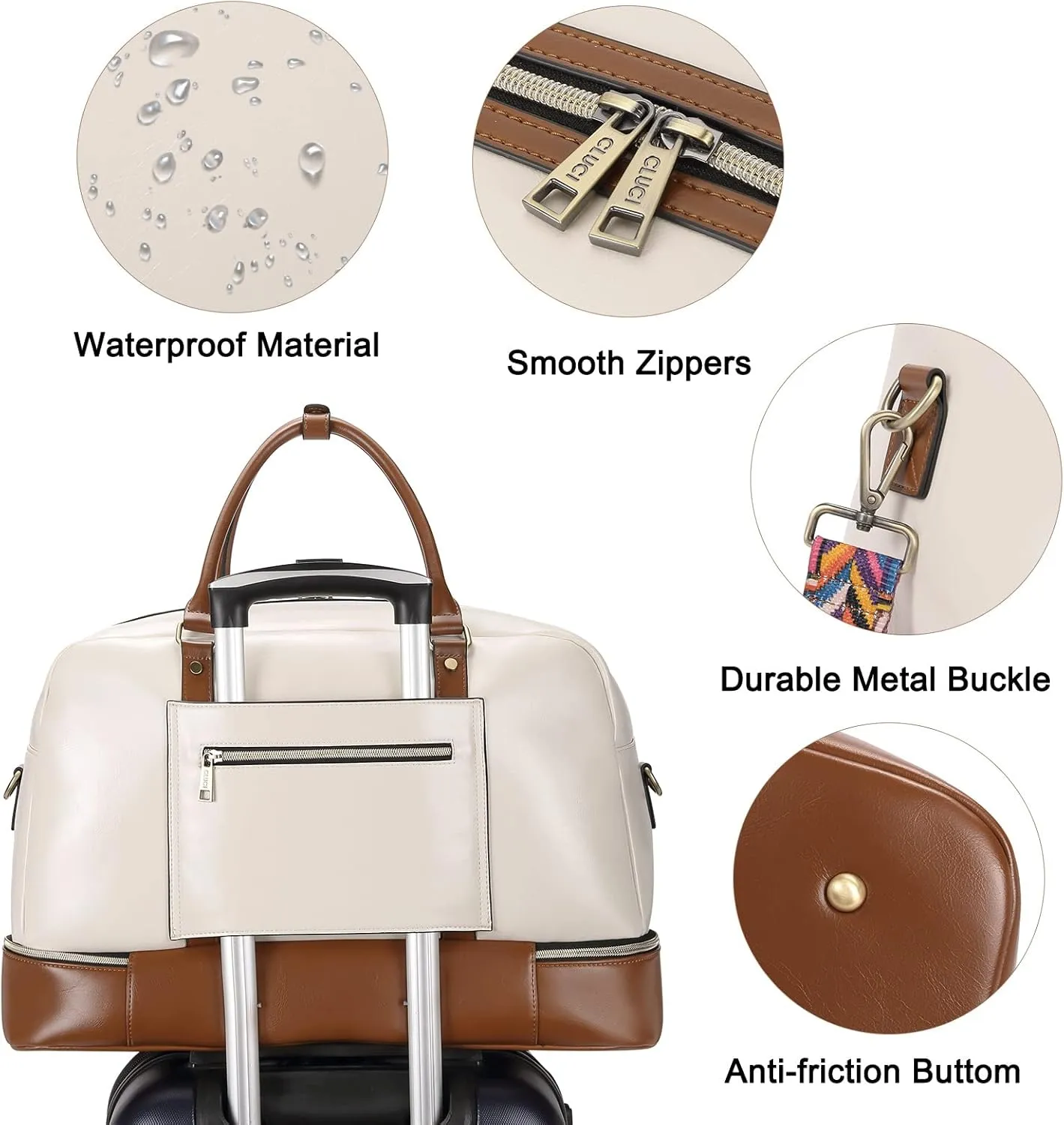 CLUCI Weekender Bag for Women Travel Leather Duffel Bag Carry on Overnight Bag