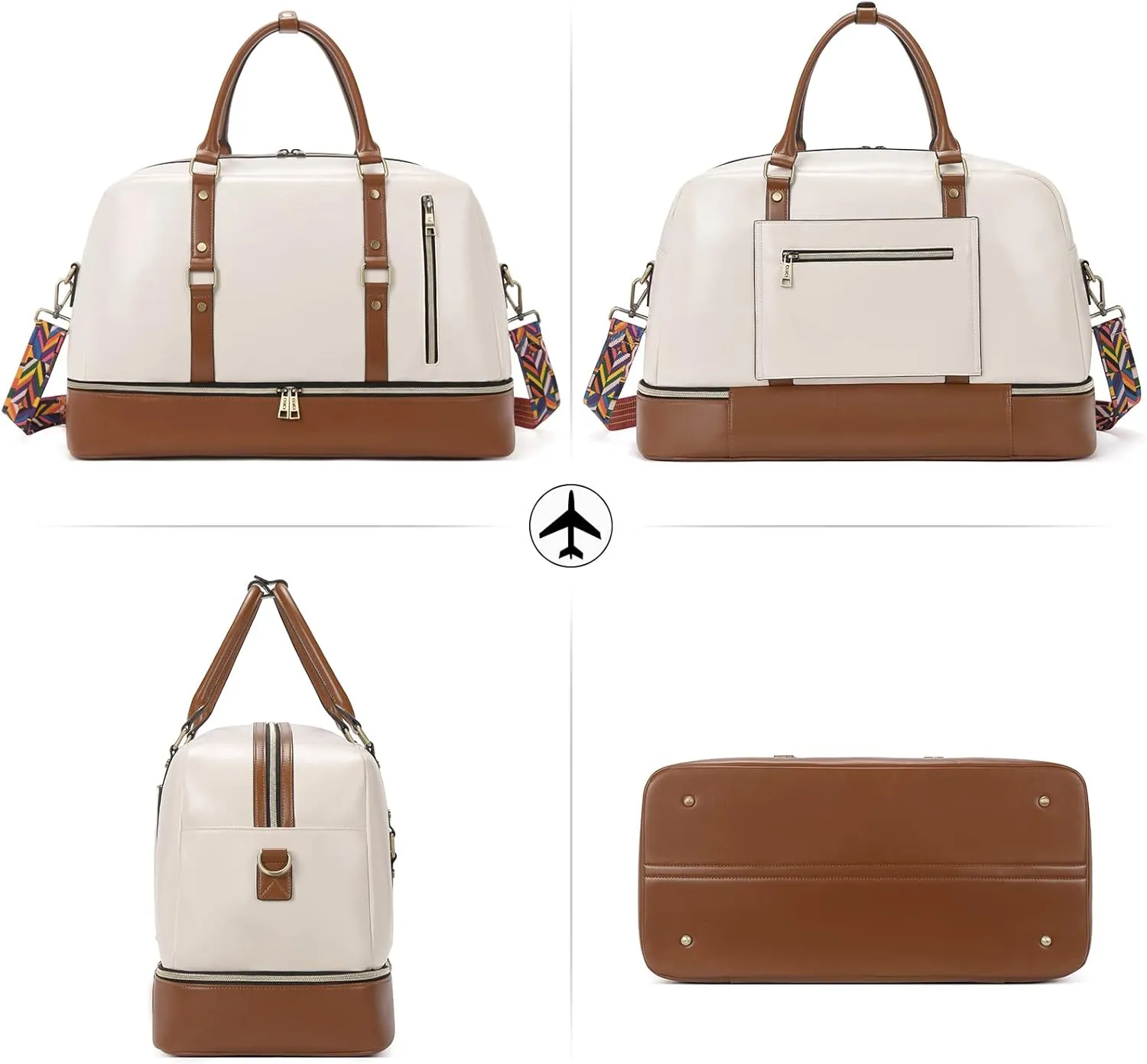 CLUCI Weekender Bag for Women Travel Leather Duffel Bag Carry on Overnight Bag