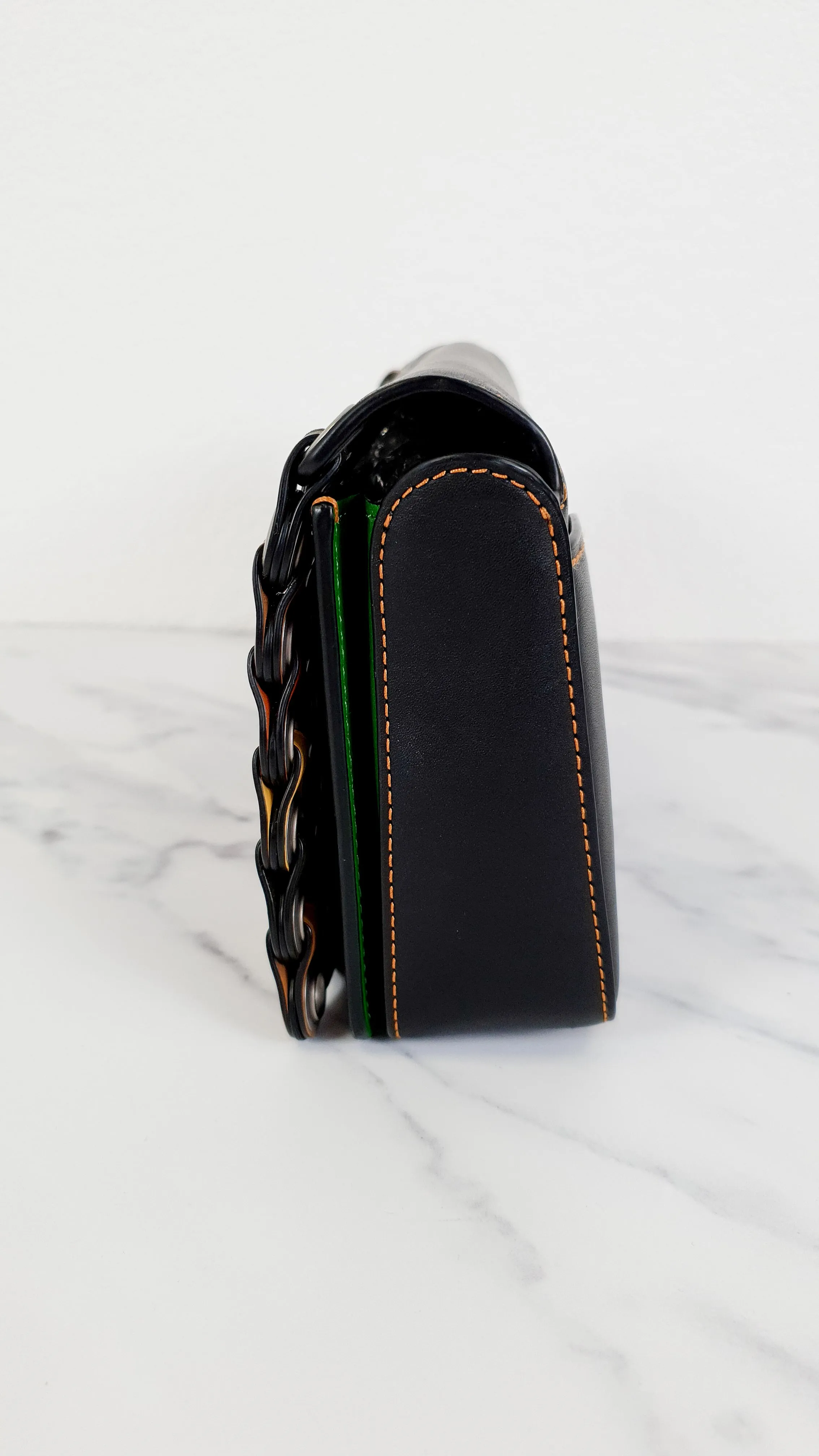 Coach 1941 Dinky Crossbody Bag With Colorblock Links in Black, Yellow, Green & Saddle - Coach 86831
