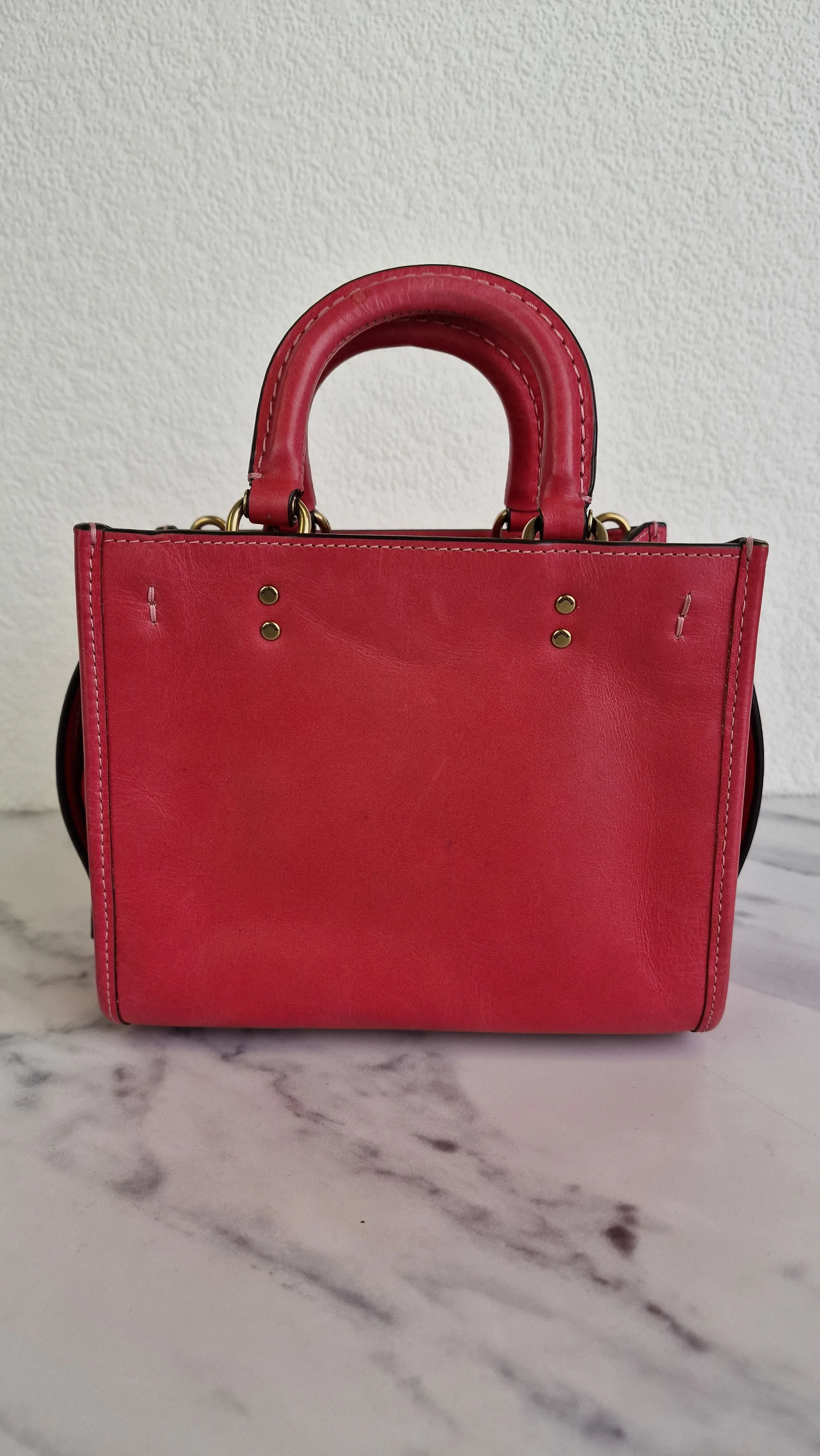 Coach 1941 Rogue 17 in Bright Carmine Red Pink Original Natural Leather - Handbag Mini Bag Crossbody Bag - Coach C3870