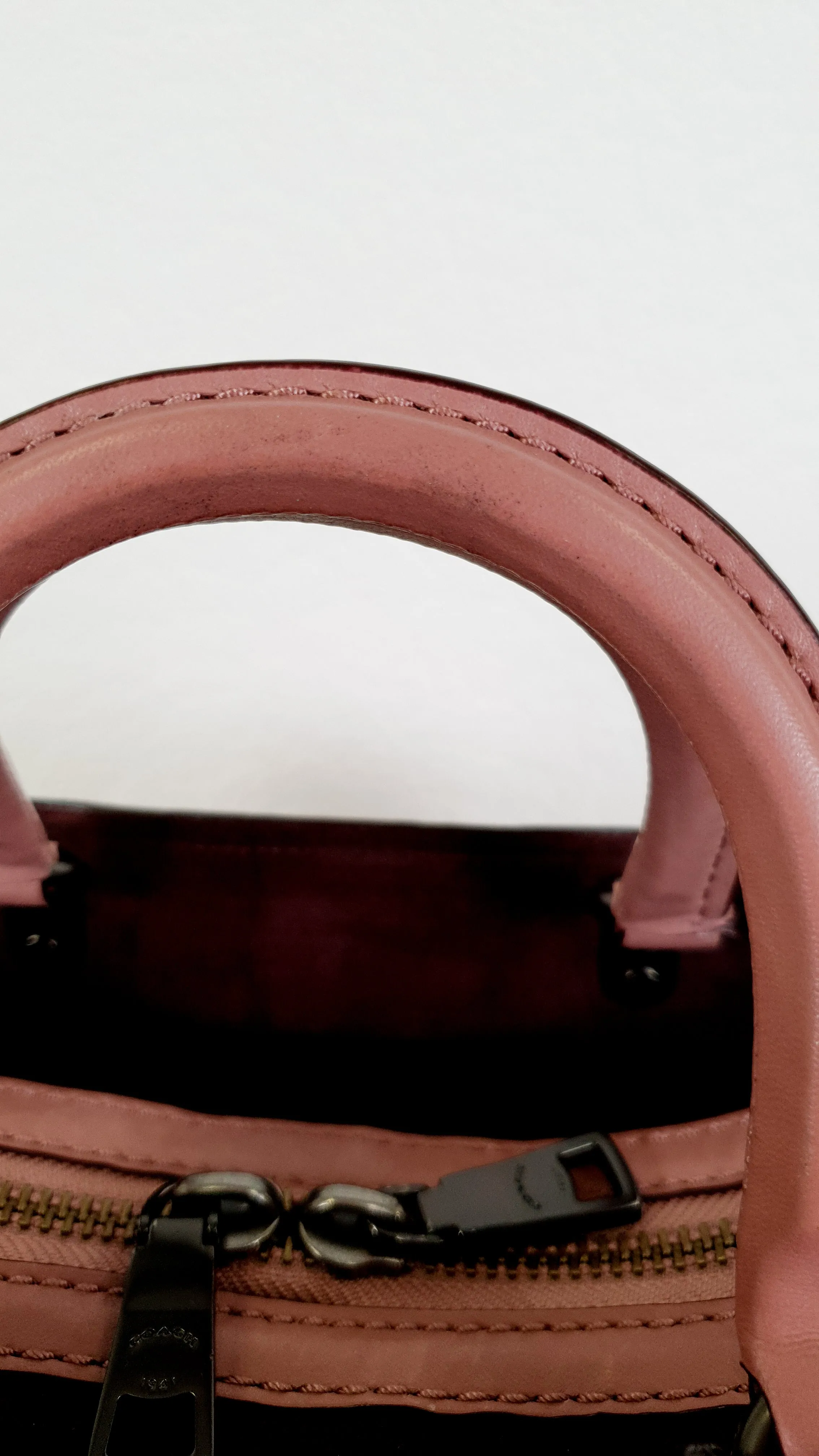 Coach 1941 Rogue 25 in Dusty Rose Pink Quilted Studded Chevron Nappa Leather - Shoulder Bag Handbag - Coach 22797