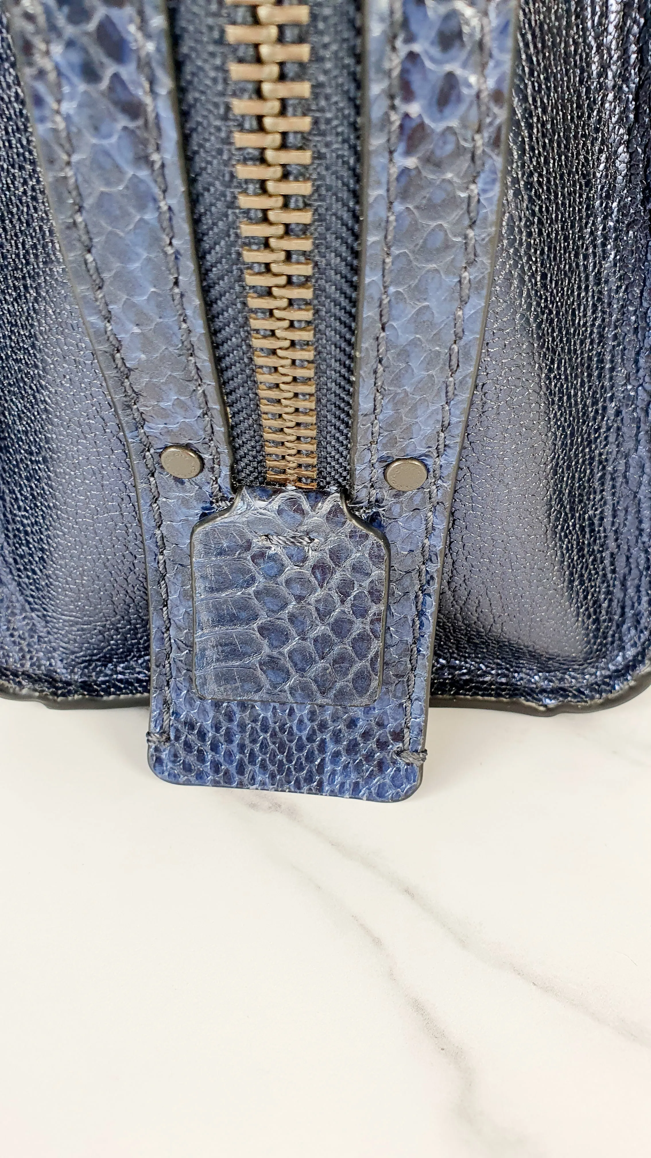 Coach 1941 Rogue 25 in Metallic Dark Blue & Black With Snakeskin Detail Colorblock - Satchel Handbag