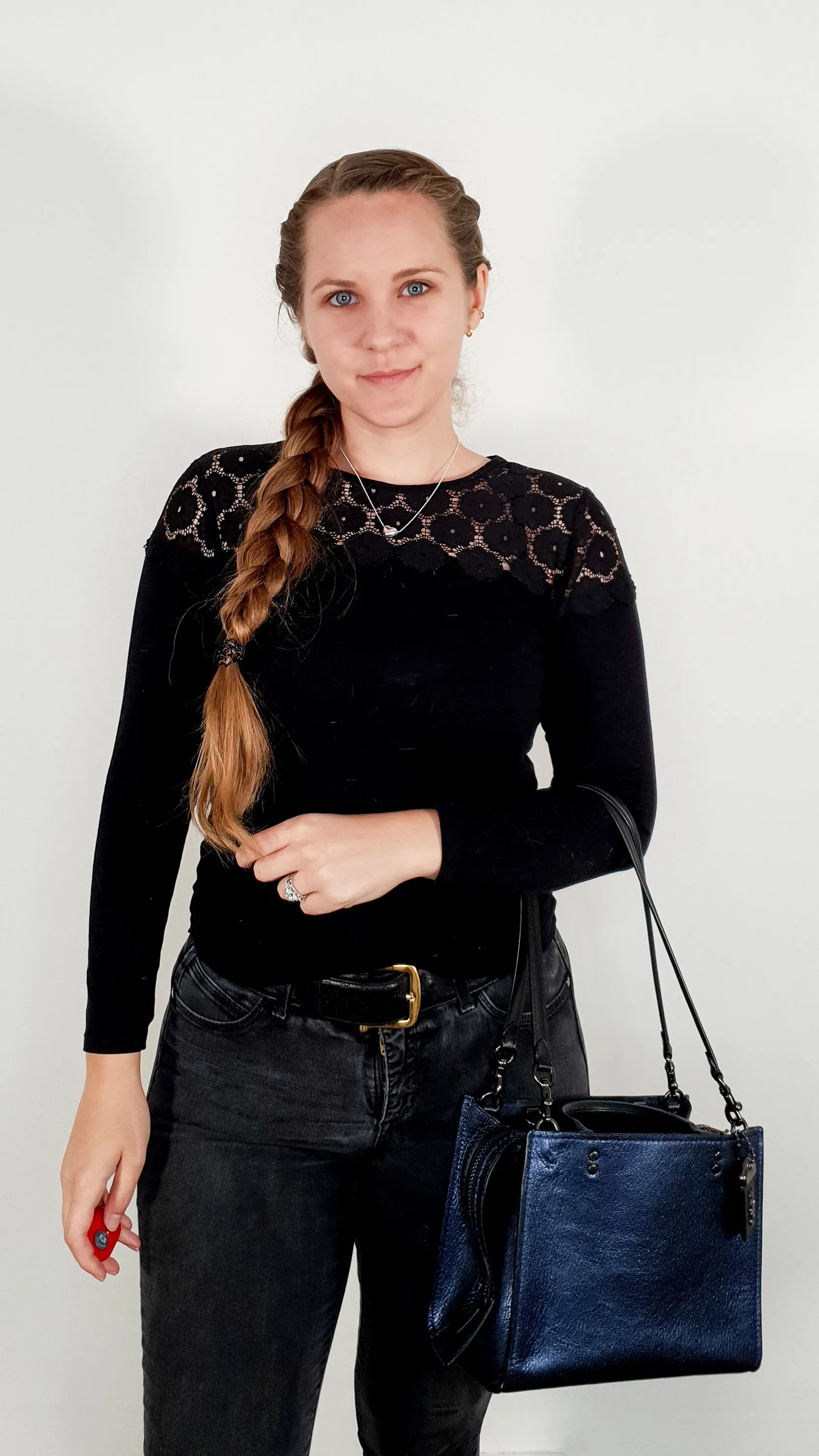 Coach 1941 Rogue 25 in Metallic Dark Blue & Black With Snakeskin Detail Colorblock - Satchel Handbag