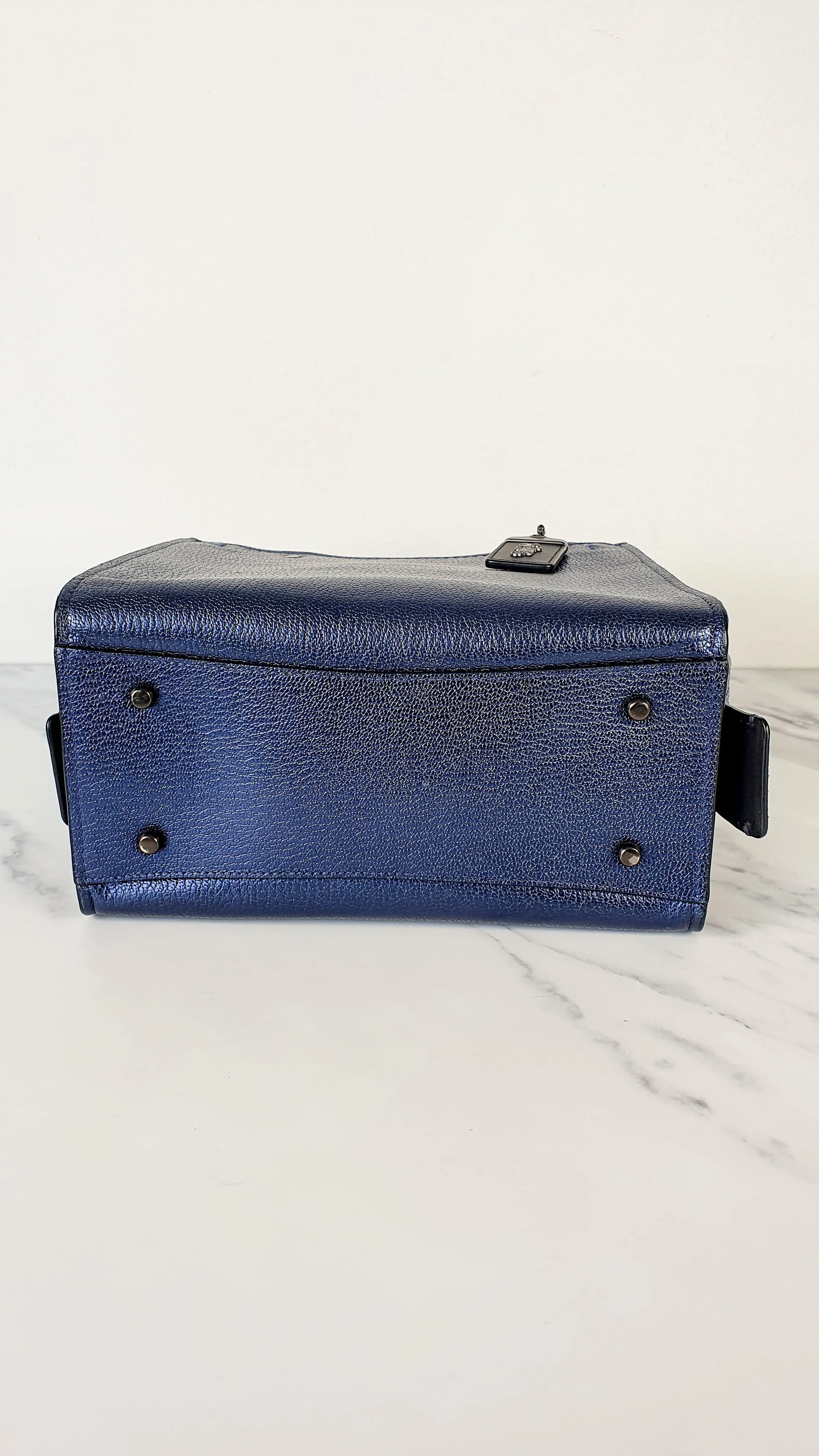 Coach 1941 Rogue 25 in Metallic Dark Blue & Black With Snakeskin Detail Colorblock - Satchel Handbag