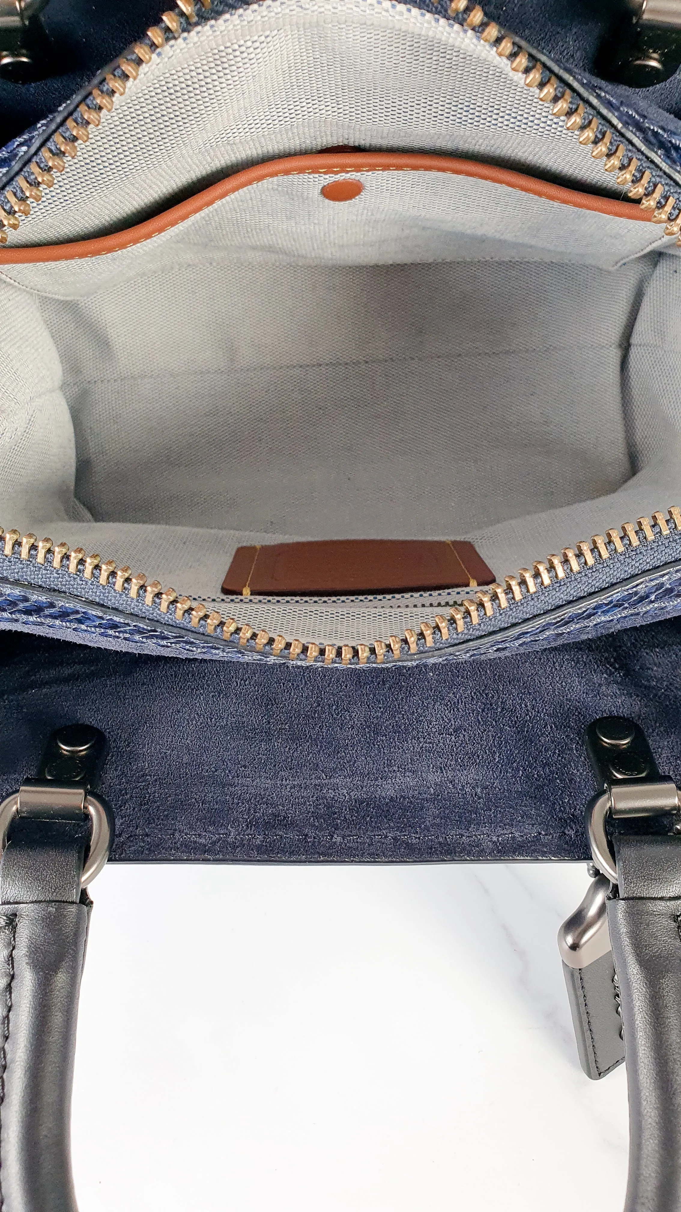 Coach 1941 Rogue 25 in Metallic Dark Blue & Black With Snakeskin Detail Colorblock - Satchel Handbag