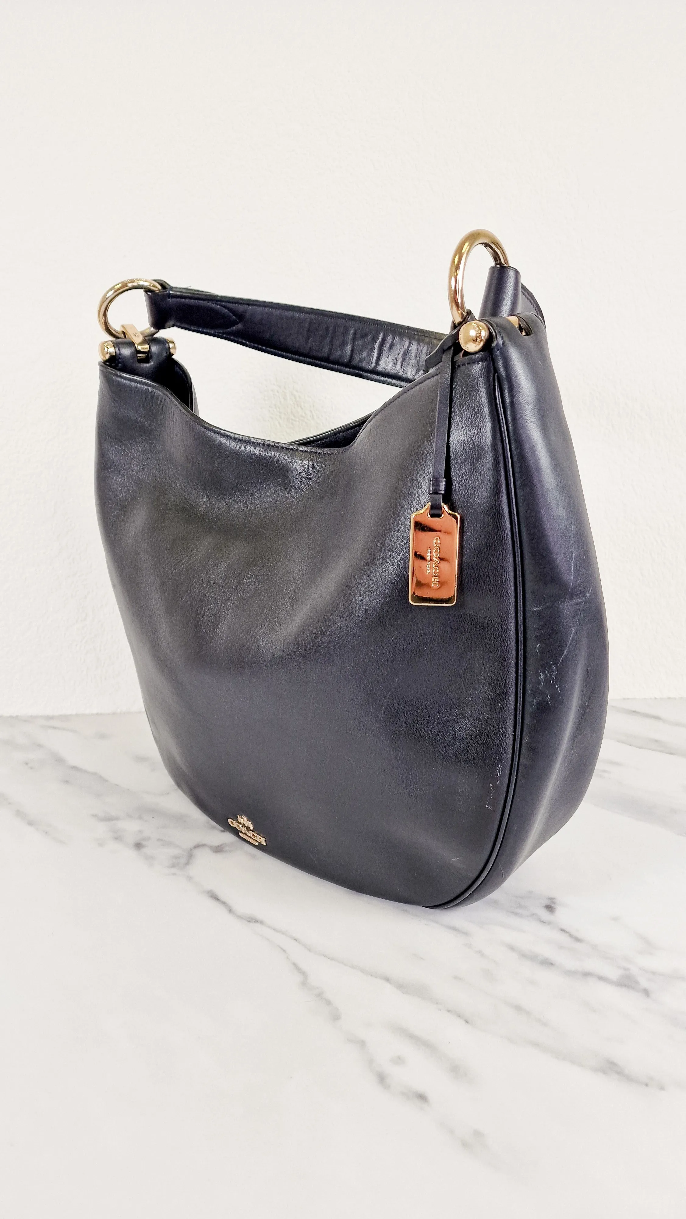 Coach Mae Hobo Shoulder Bag in Navy Blue Smooth Leather - Coach 36026
