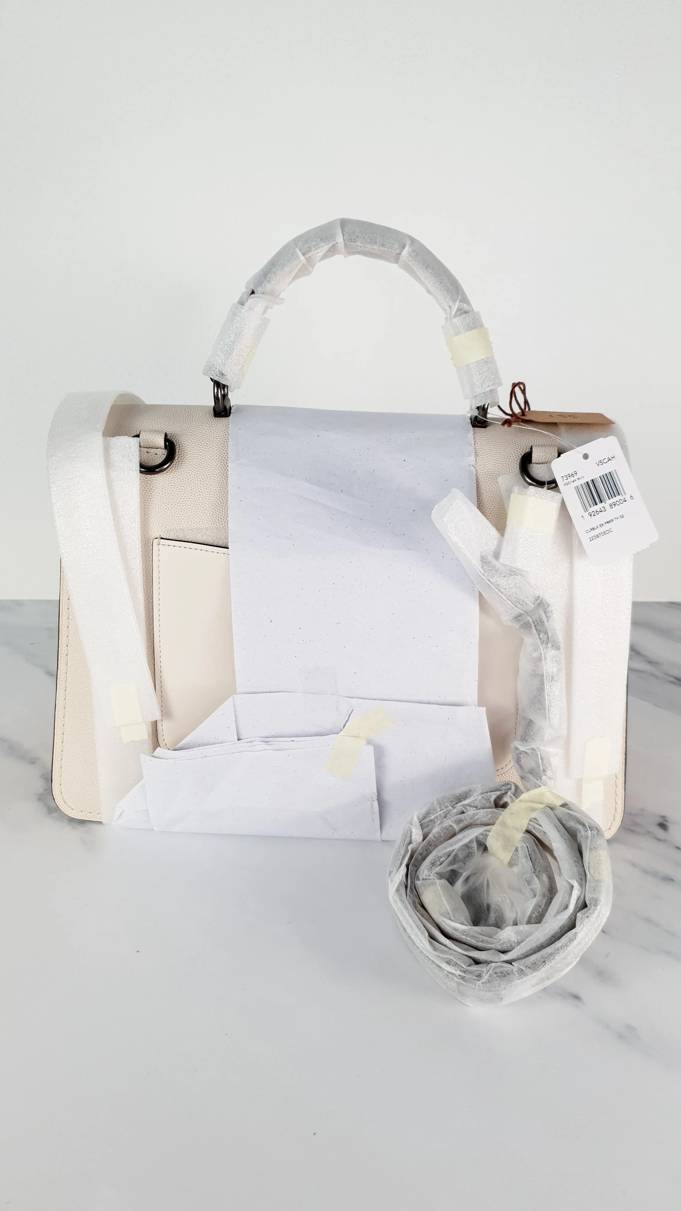 Coach Parker 32 Tophandle Carryall in Chalk Colorblock Beechwood with Snakeskin Details & C Chain - Handbag Exotic Crossbody Bag Coach 73969