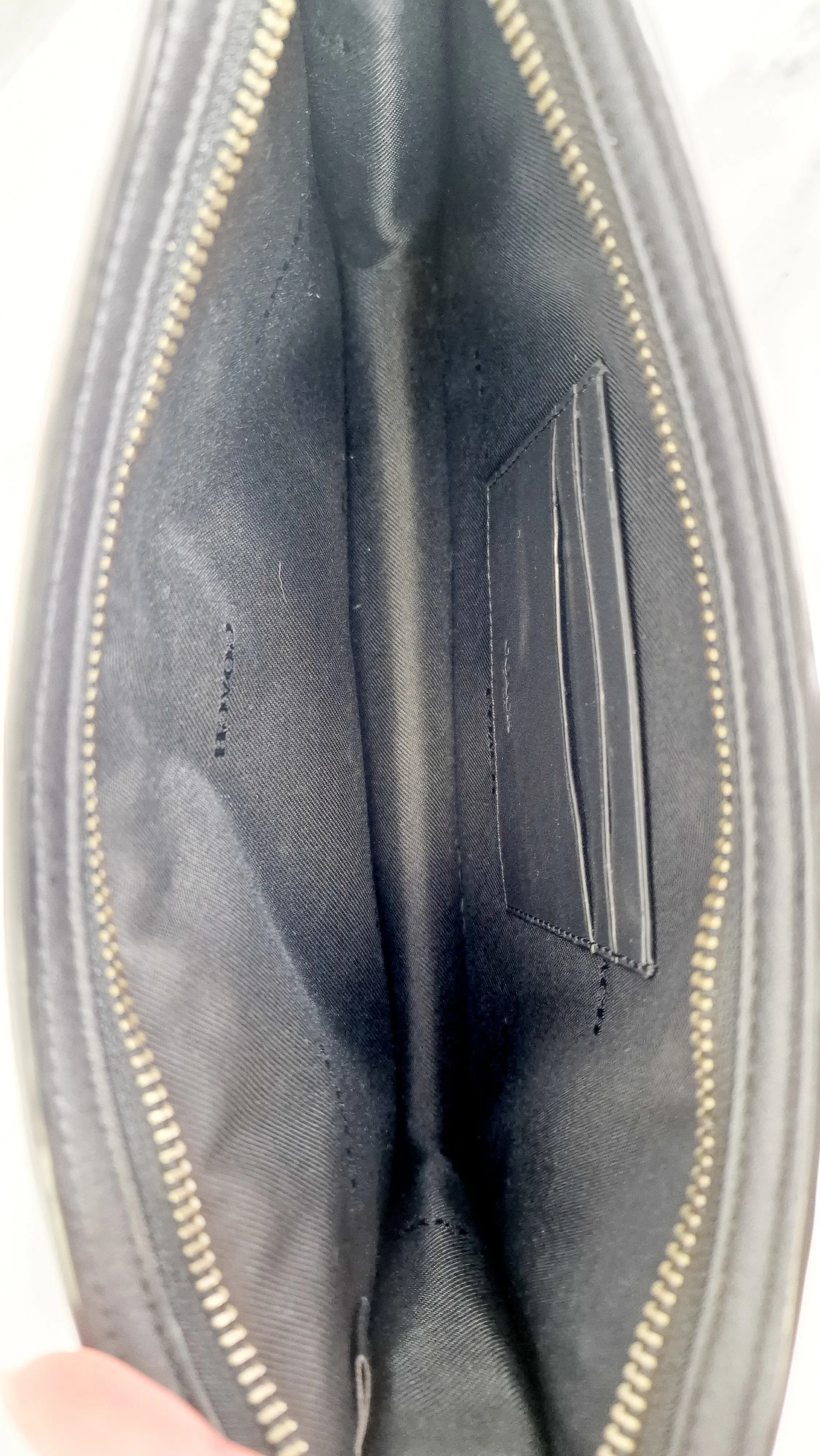 Coach Rivington Convetible Pouch Clutch in Navy Blue Smooth Leather with Yellow Details - Coach 68232