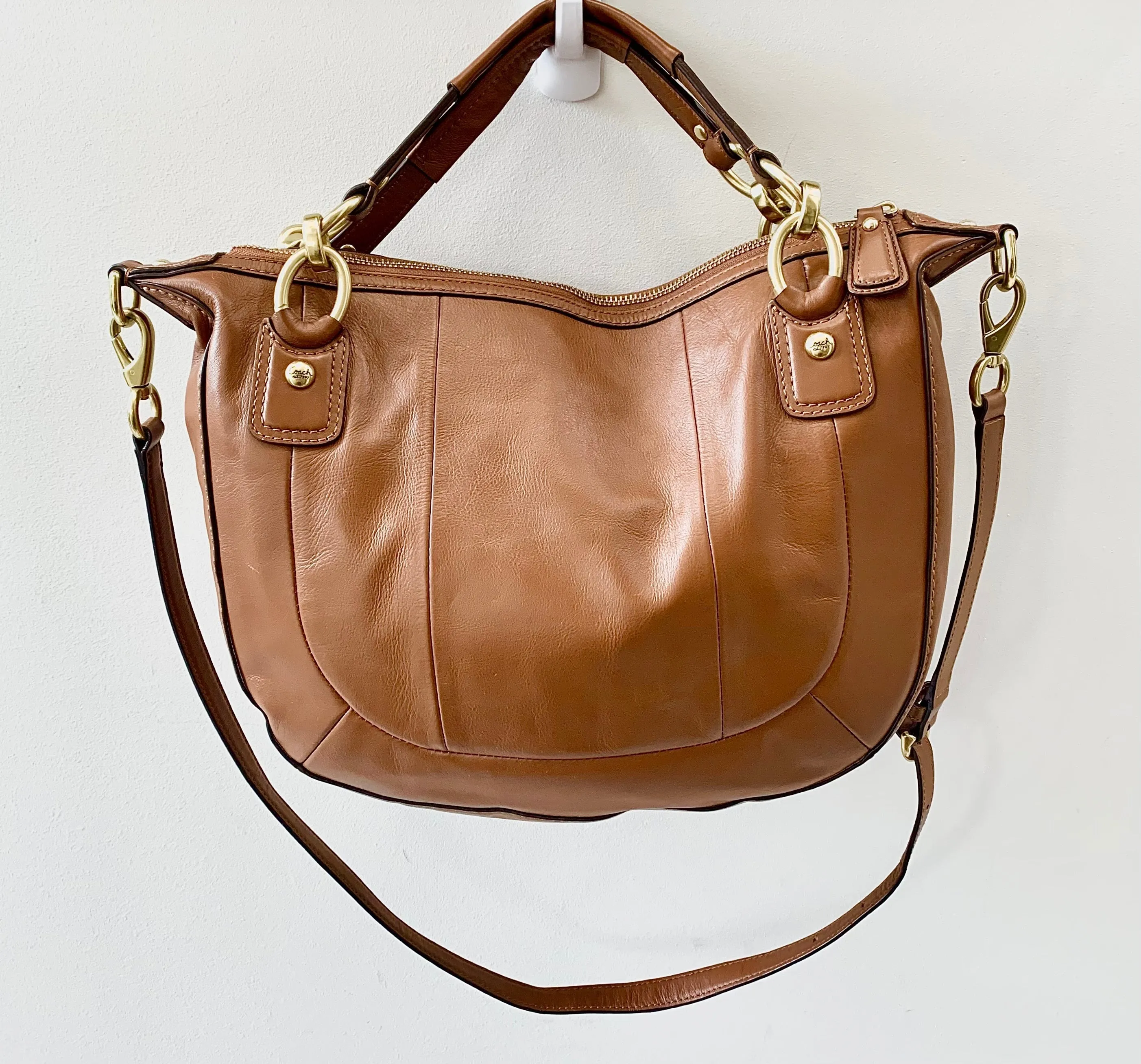 COACH WOVEN BROWN LEATHER KRISTIN SHOULDER BAG