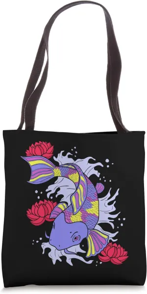 Colorful Koi Fish Water Lotus Japanese Koi Pond Koi Tote Bag