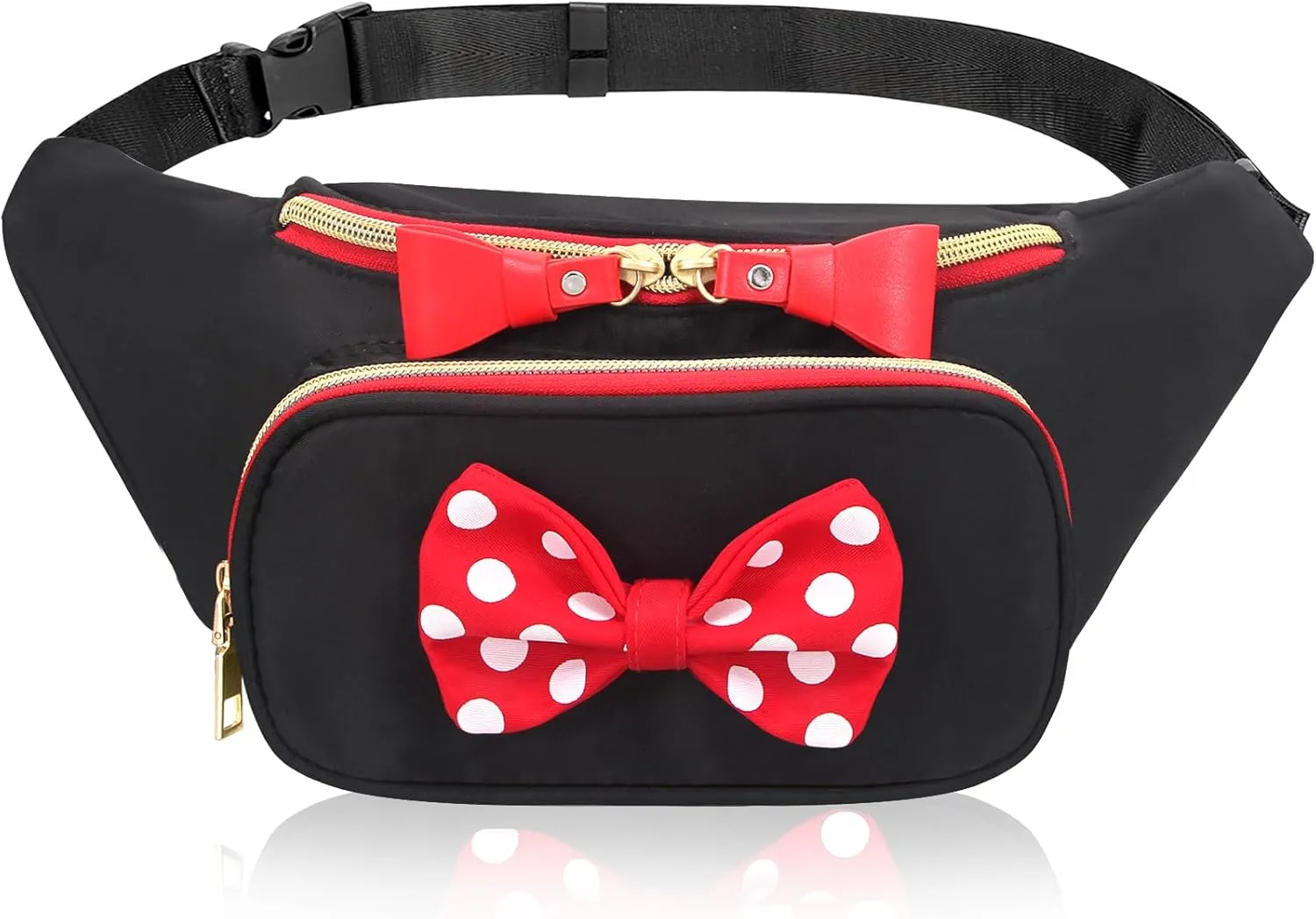 Cute Disney Fanny Pack for Women Teen Girls Minnie Bowknot Polka Dot Fanny Packs Cartoon Hiking Waist Bag Travel Waist Pack Crossbody Belt Bags Little Kid Outdoor Waist Packs