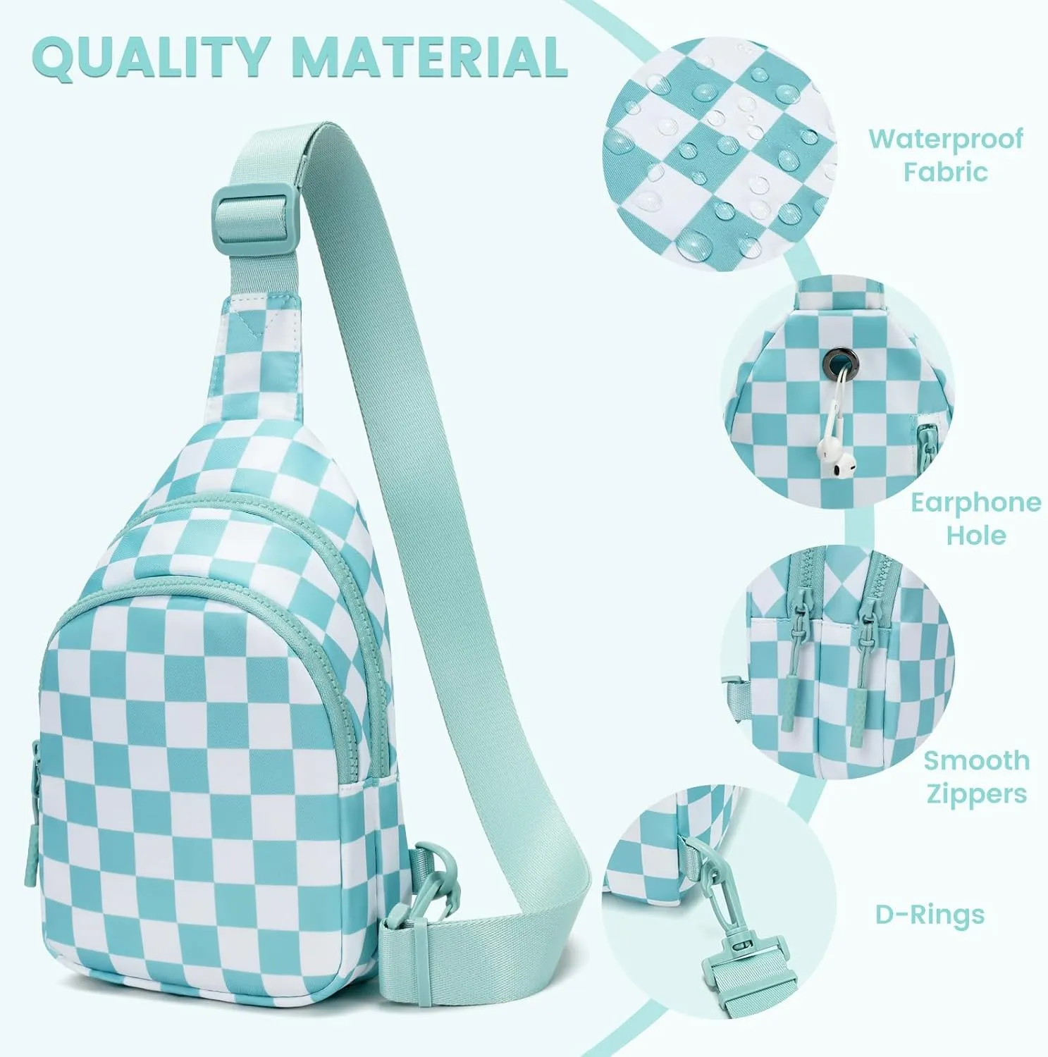 FODOKO Small Sling Bag for Women Adjustable Crossbody Bag with,Water-Resistant Lightweight Fanny Pack for Travel,Hiking