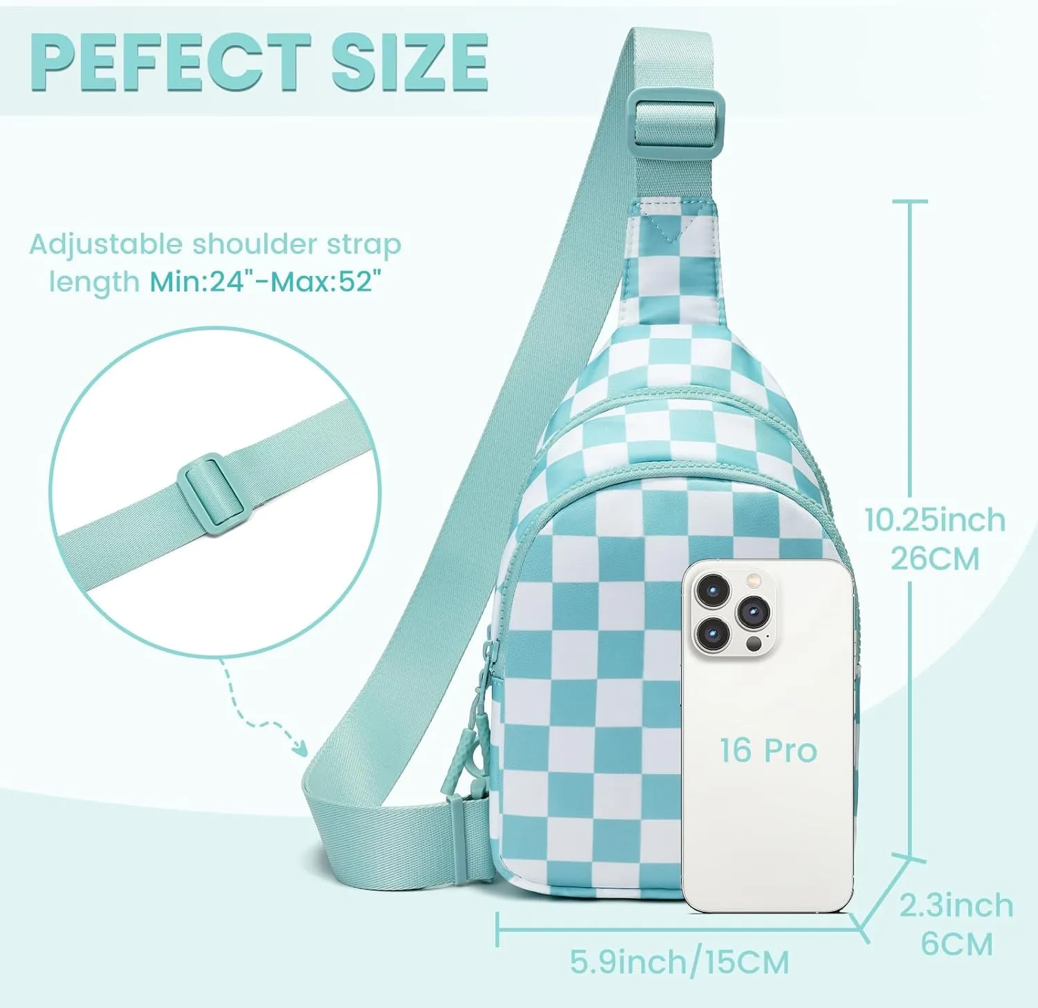 FODOKO Small Sling Bag for Women Adjustable Crossbody Bag with,Water-Resistant Lightweight Fanny Pack for Travel,Hiking