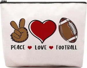 Football Gifts Makeup Cosmetic Bag for Women, Coach & Team Gifts for Football Lovers & Fans