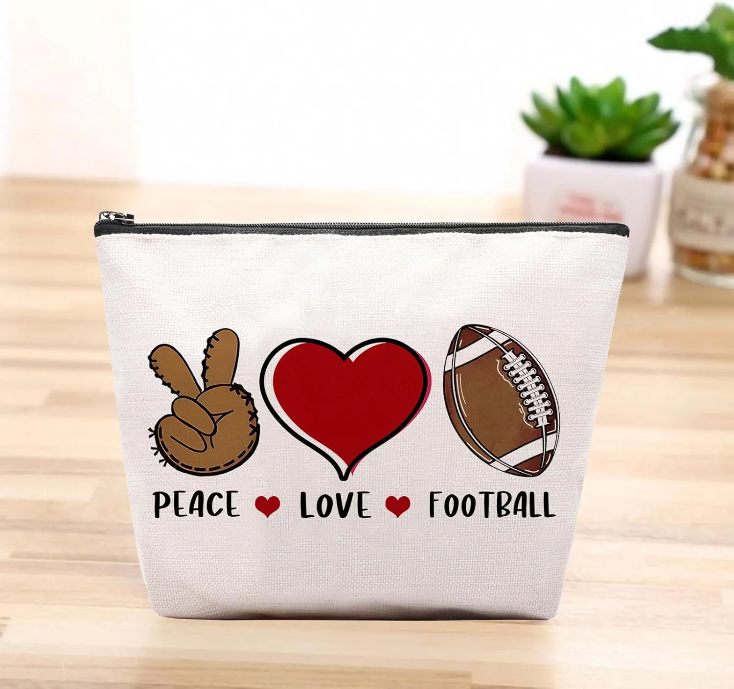 Football Gifts Makeup Cosmetic Bag for Women, Coach & Team Gifts for Football Lovers & Fans