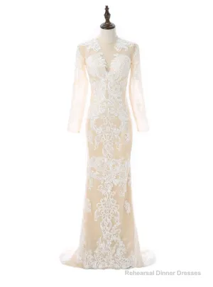 Formal Celebrity Dresses Mermaid Deep V-neck Long Sleeves Slit Sexy Long Evening Dresses