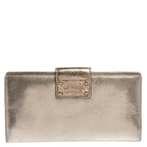 Gold Shimmer Leather Flap Clutch