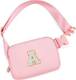 Graduation Gift for Teen Girls Kids,Birthday Gifts for 4 5 6 7 8 9 10 11 12 Year Old Girls Daughter Sister Her,Fanny Pack Belt Bag Crossbody Bags Cute Stuff | Initials A,Peach Bag