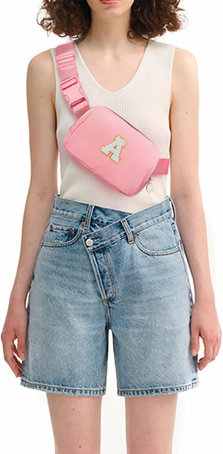 Graduation Gift for Teen Girls Kids,Birthday Gifts for 4 5 6 7 8 9 10 11 12 Year Old Girls Daughter Sister Her,Fanny Pack Belt Bag Crossbody Bags Cute Stuff | Initials A,Peach Bag