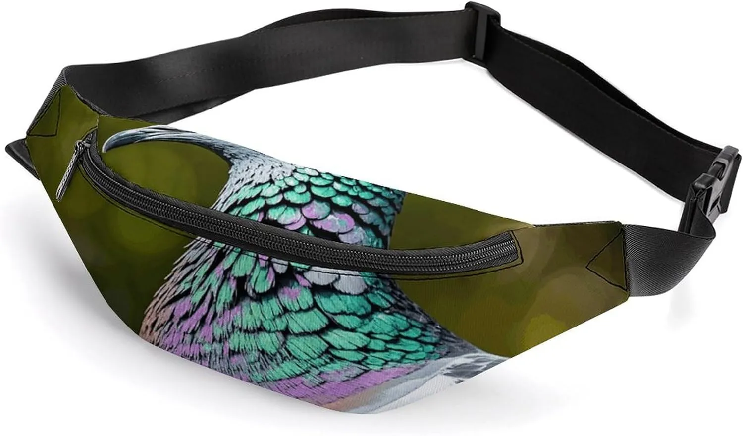 Grey Pigeon Belt Bag with Adjustable Strap, Lightweight Travel Crossbody Bags, Hands-Free Mini Fanny Packs in Running Gym
