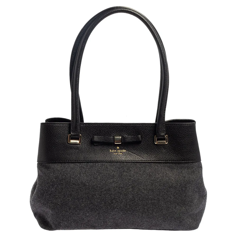 Grey/Black Wool and Leather Henderson Street Tote
