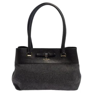 Grey/Black Wool and Leather Henderson Street Tote